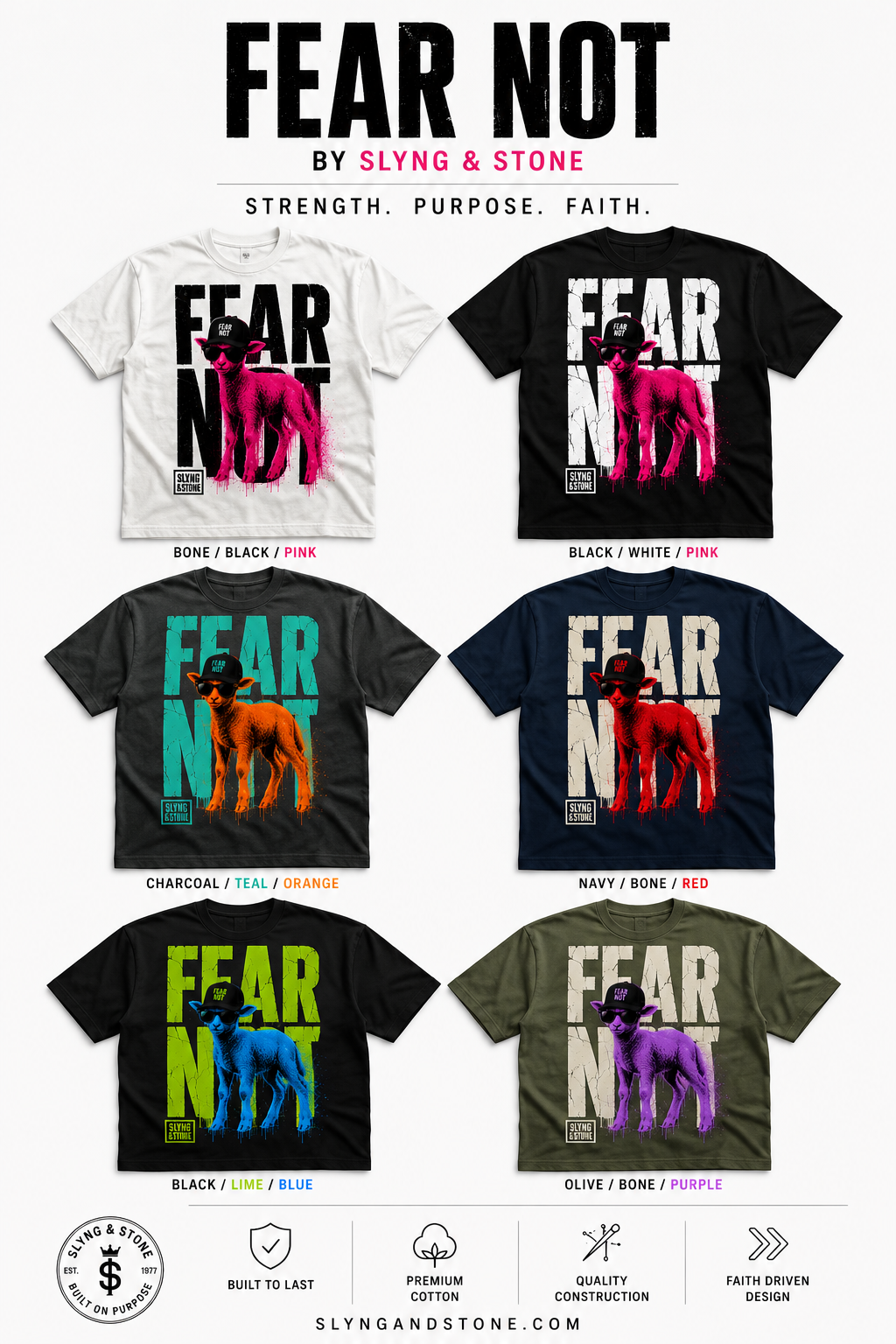 Fear Not T-shirt in Bone / Pink — supplied design concept