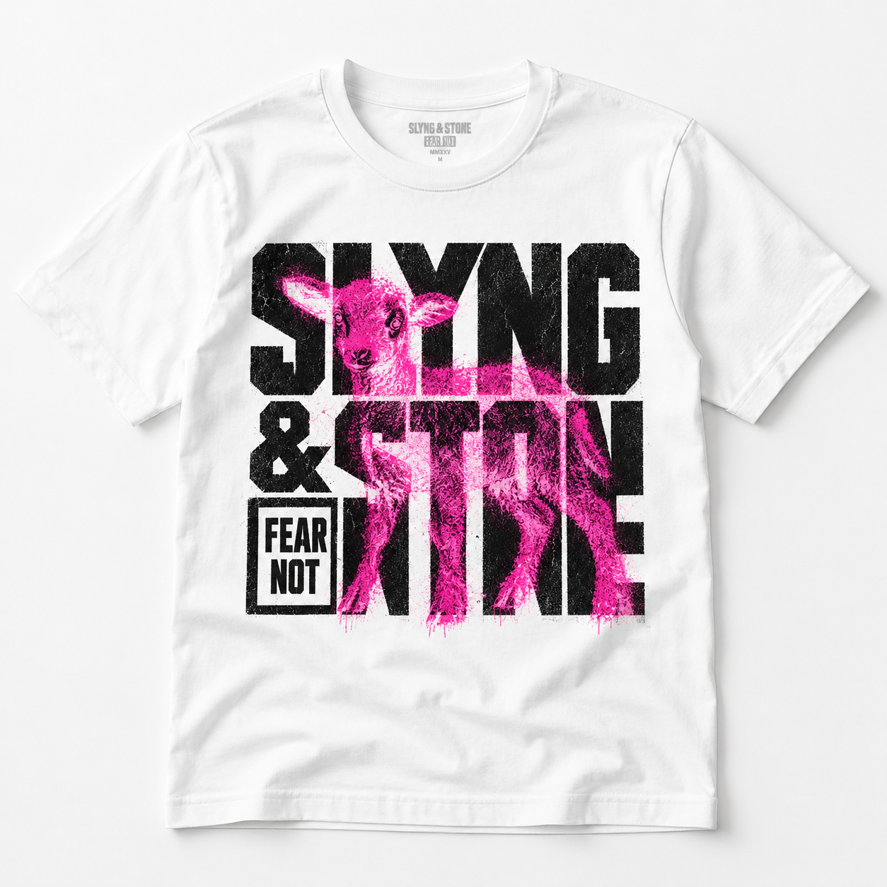 Slyng & Stone graphic tee in White / Pink — supplied design concept